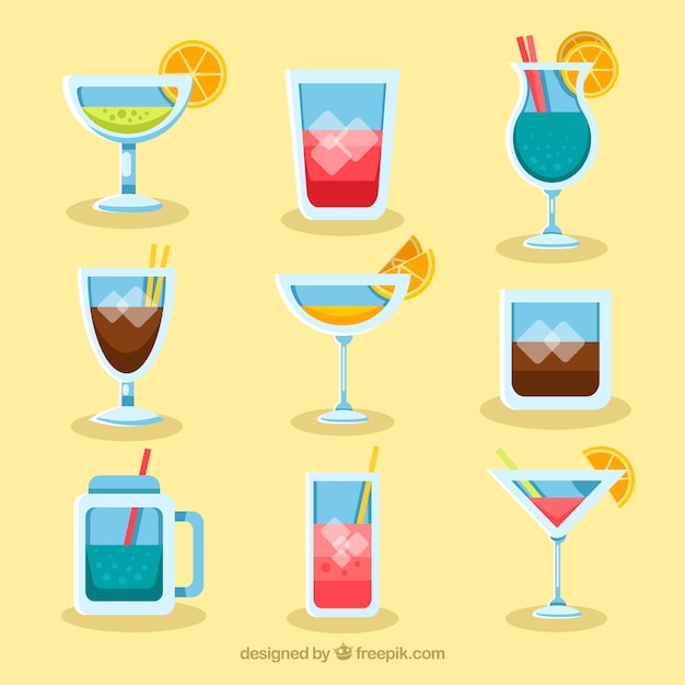 Free vector collection of cocktail in flat design