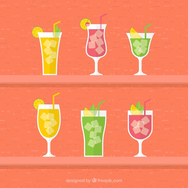 Free vector collection of cocktails in flat design
