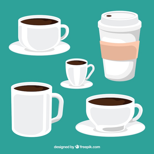 Free vector collection of coffee cups in flat style