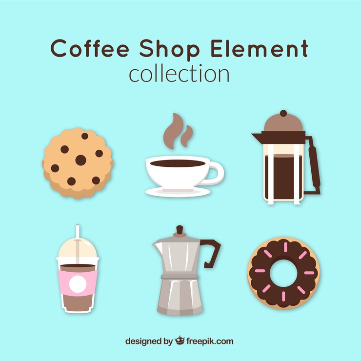 Free Vector collection of coffee maker and coffee elements