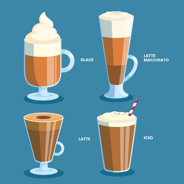 Free vector collection of coffee types