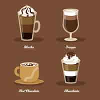 Free vector collection of coffee types