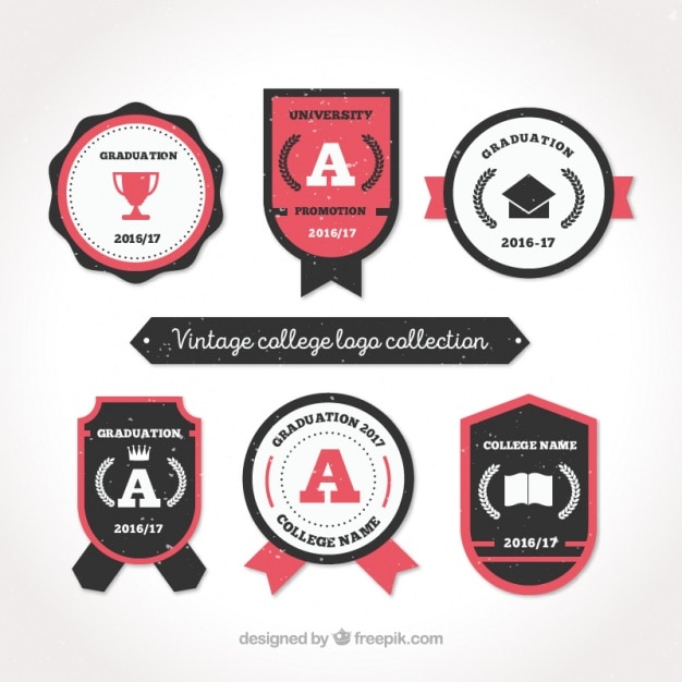 Free vector collection of college logos in retro style