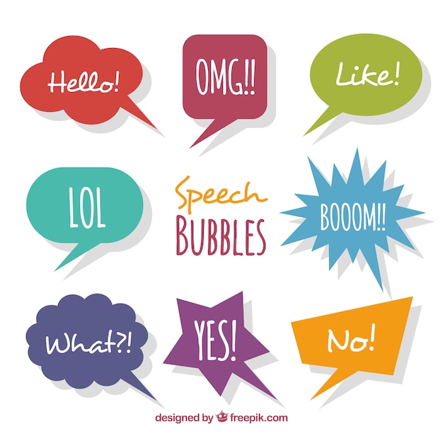 Collection of color speech bubble in flat design