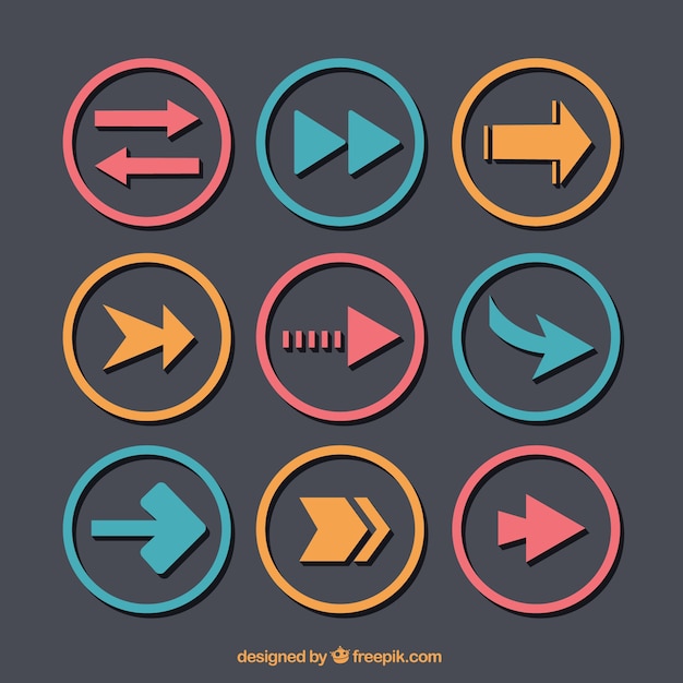 Free vector collection of colored arrow inside a circle