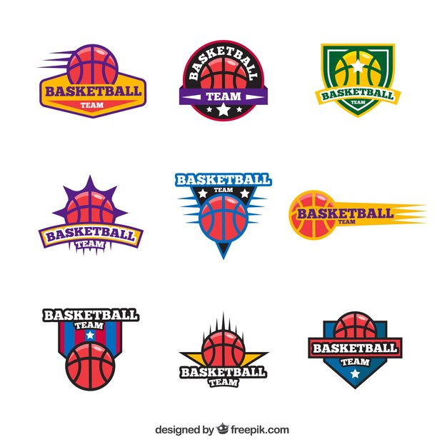 Collection of colored basketball logos
