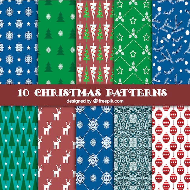 着色されたクリスマスのパターンのコレクション