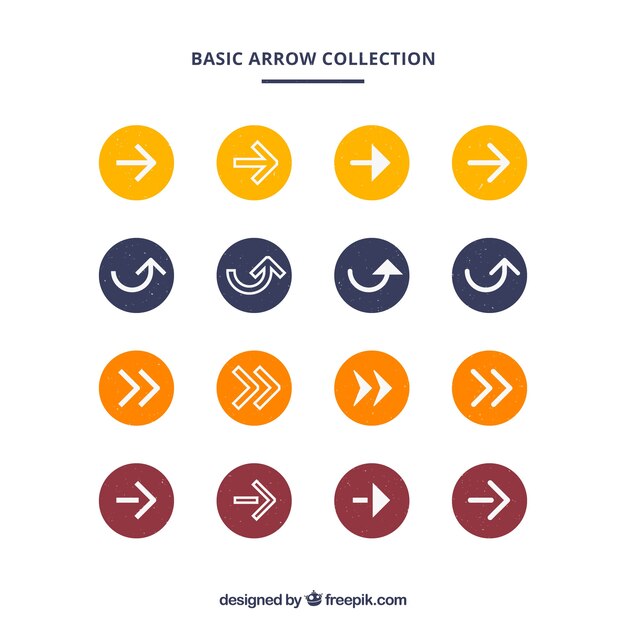 Collection of colored circle with arrows