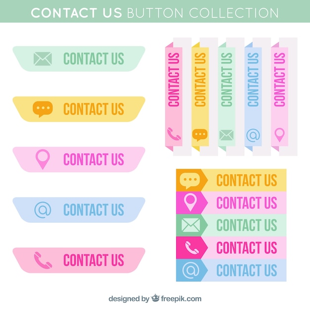 Free vector collection of colored contact buttons