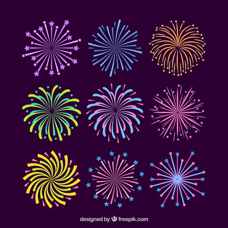 Free Vector collection of colored firework
