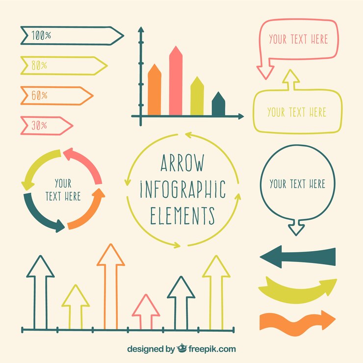 Free Vector collection of colored infographic arrows 
