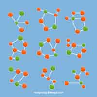 Free vector collection of colored molecular structures