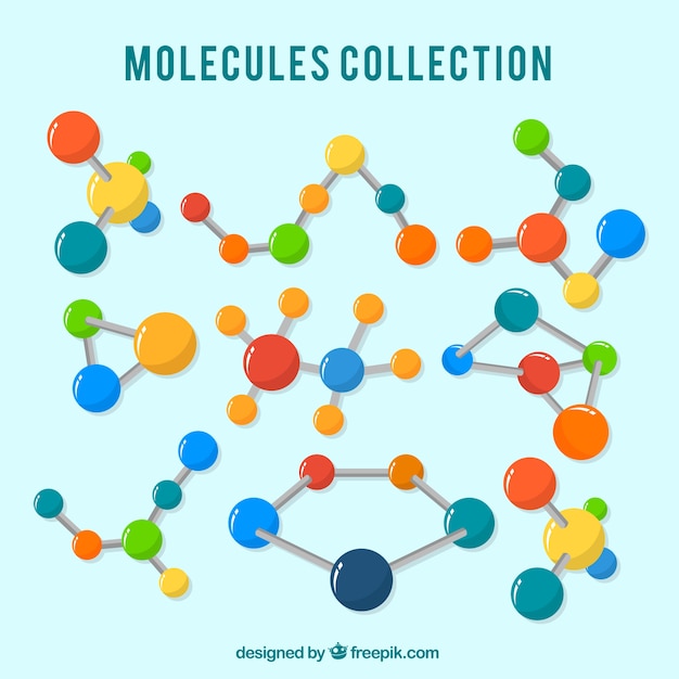 Free vector collection of colored molecule