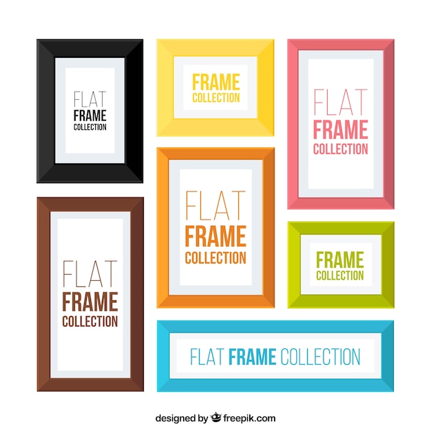 Free vector collection of colored photo frames in flat design