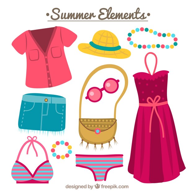 Collection of colored summer accessories