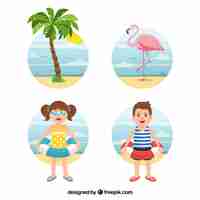 Free vector collection of colored summer elements