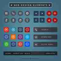 Free vector collection of colored web design elements