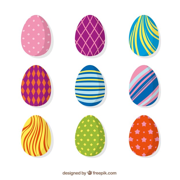 Collection of colorful abstract easter eggs