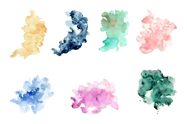 Free vector collection of colorful abstract watercolor splashes