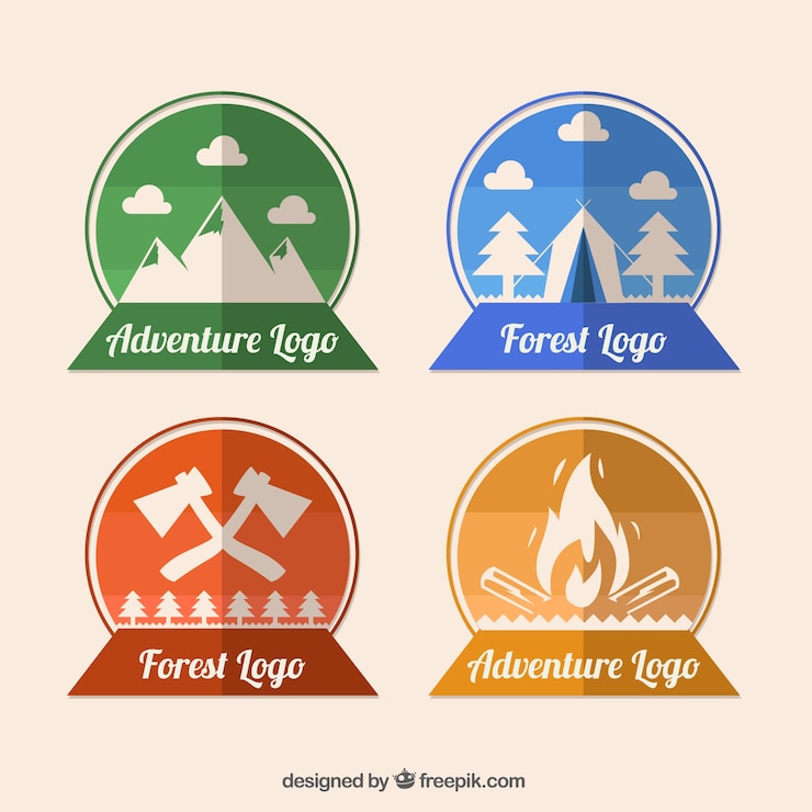 Free Vector collection of colorful adventure badges