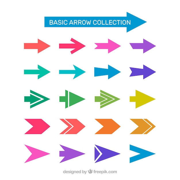 Collection of colorful arrow in flat design