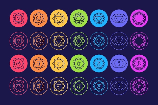 Vettore gratuito collezione di chakra colorati