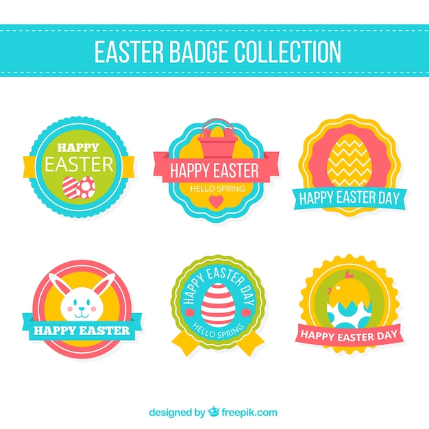 Free vector collection of colorful easter day badge