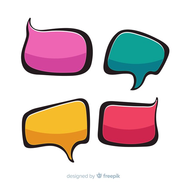 Collection of colorful empty comic speech bubbles