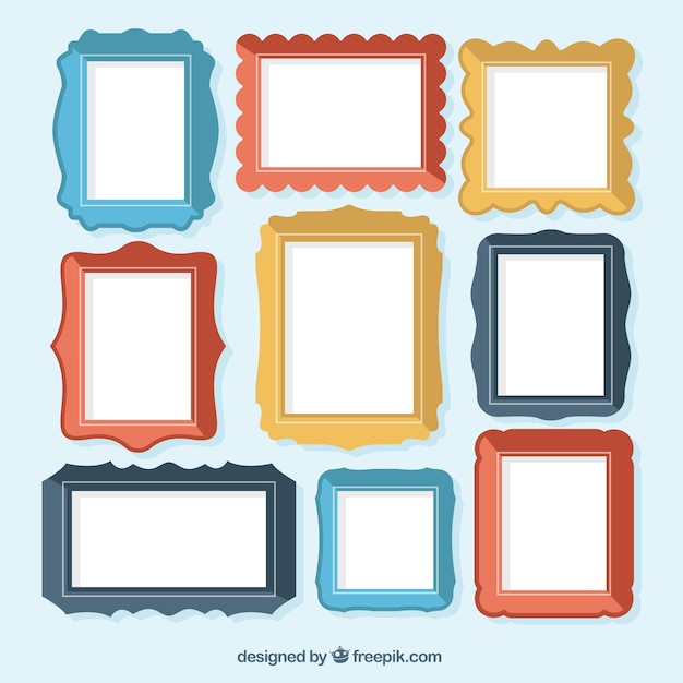 Free vector collection of colorful flat frames