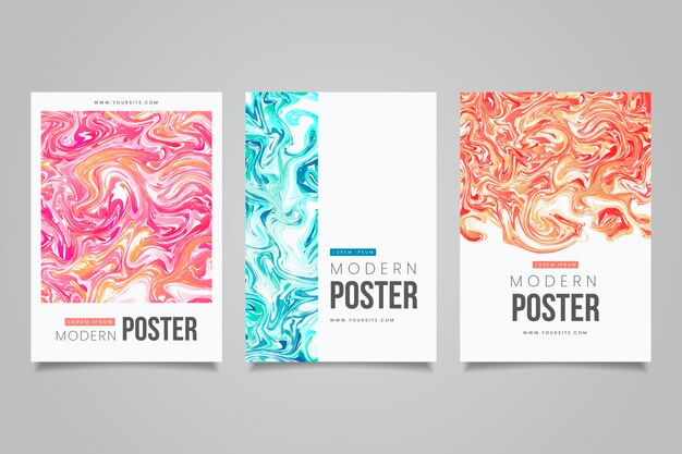 Collection of colorful fluid effect poster templates