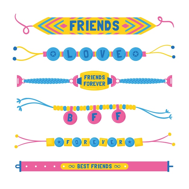 Collection of colorful friendship band