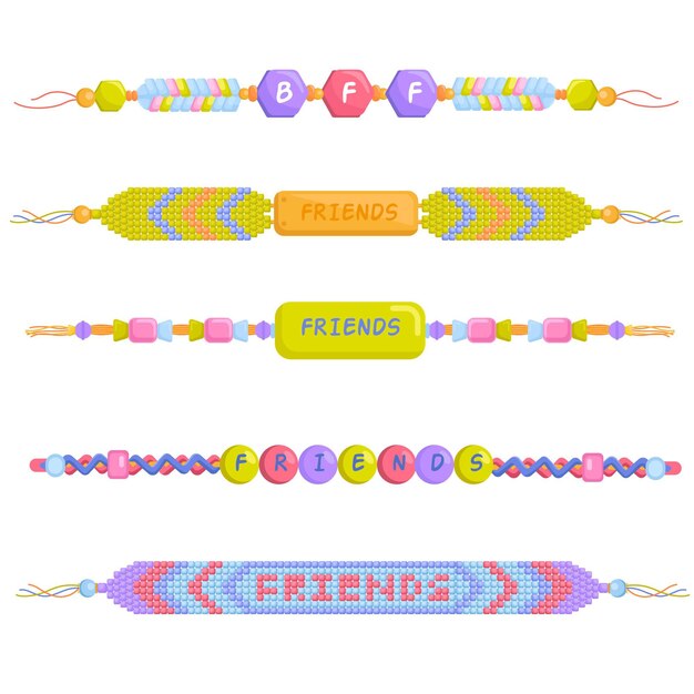 Collection colorful friendship bands