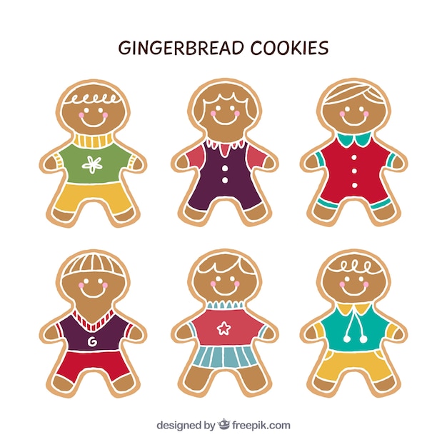 Free vector collection of colorful gingerbread cookies