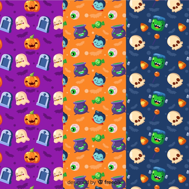 Free vector collection of colorful  halloween pattern