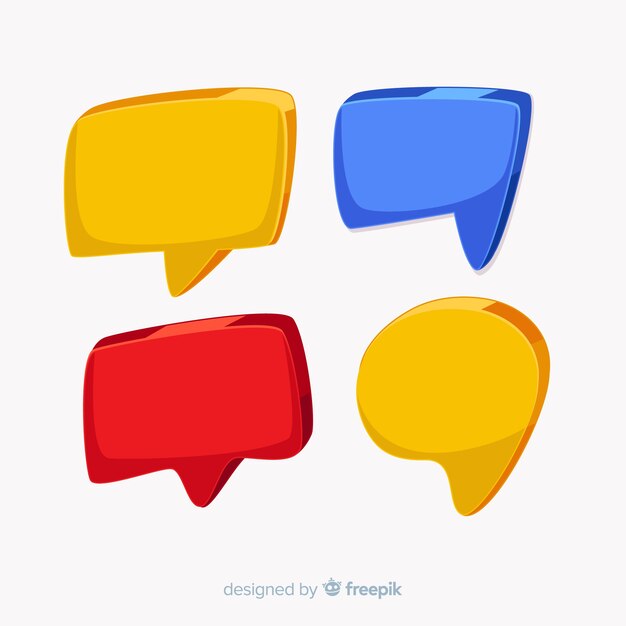 Collection of colorful hand drawn speech bubbles