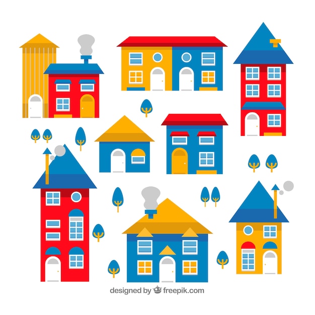 Free vector collection of colorful houses