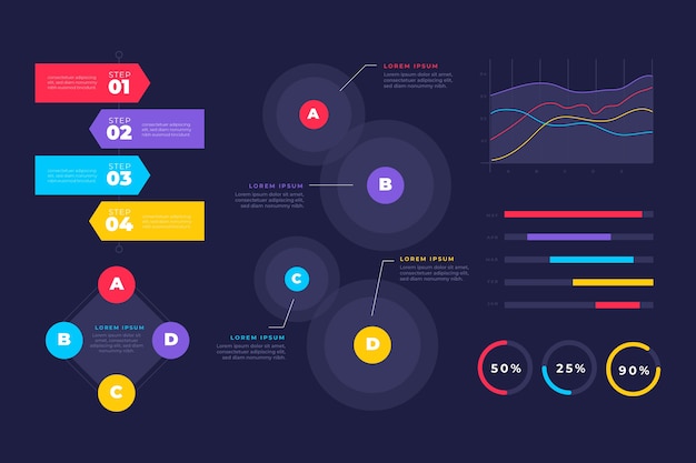 Free vector collection of colorful infographic elements