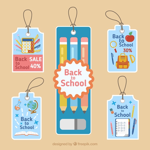 Collection of colorful labels for back to school