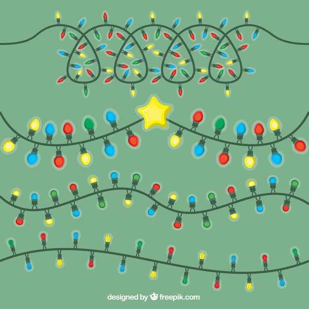 Free vector collection of colorful lights for christmas celebration