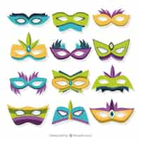 Free vector collection of colorful masks for carnival