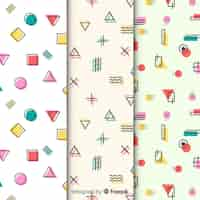 Free vector collection of colorful memphis patterns