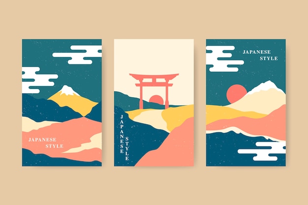 Collection of colorful minimalist japanese covers