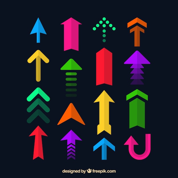 Free vector collection of colorful modern arrows