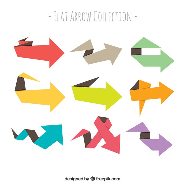 Collection of colorful origami arrows