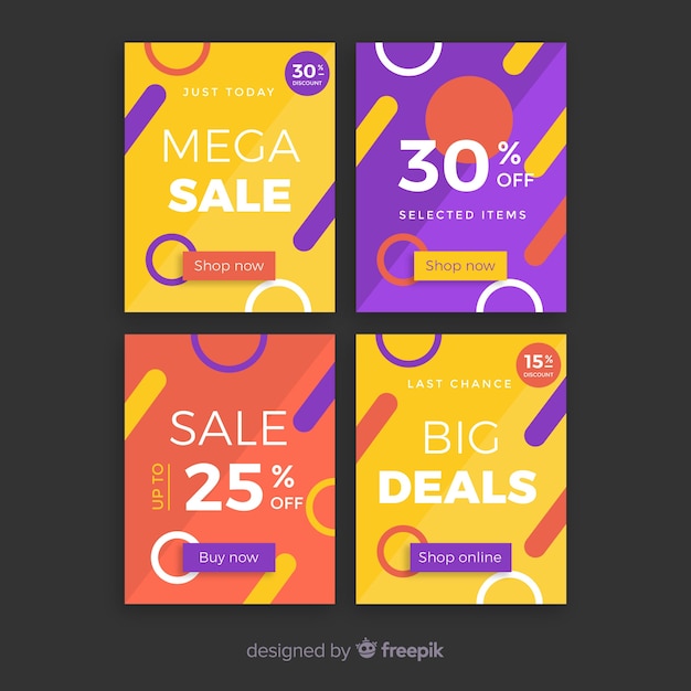 Collection of colorful origami sale banner