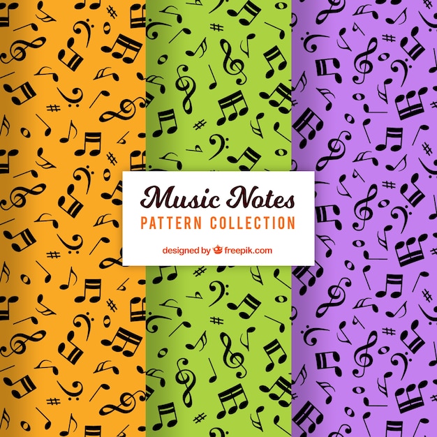 Free vector collection of colorful patterns with musical notes