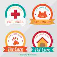 Free vector collection of colorful pet shop stickers