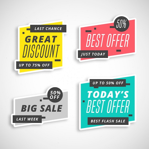 Free vector collection of colorful sales label collection