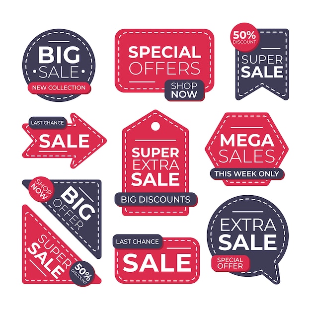 Free vector collection of colorful sales label collection