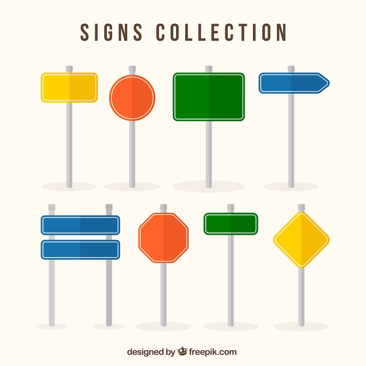Free Vector collection of colorful signs in flat design